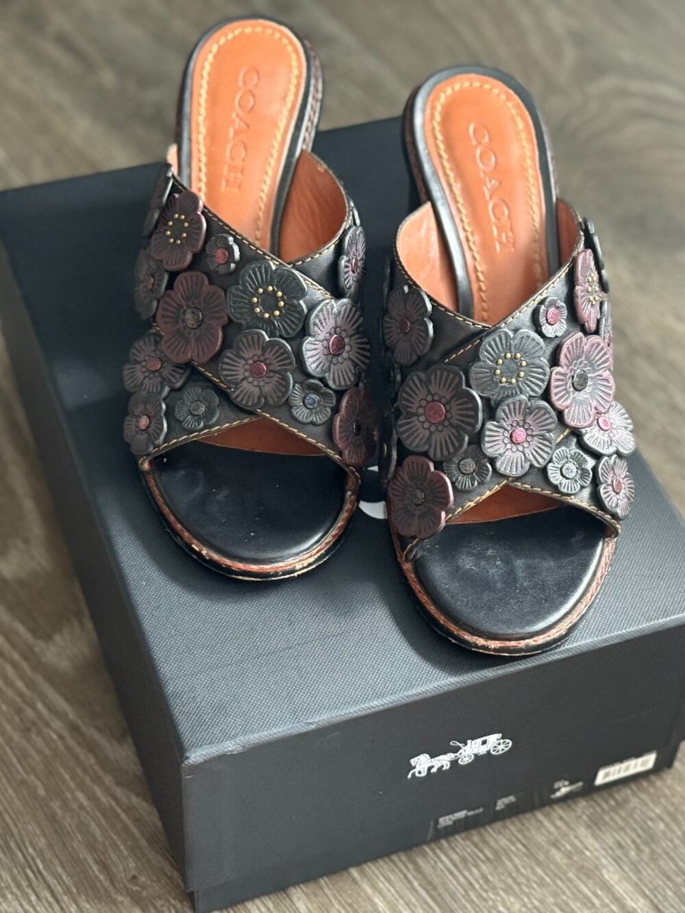 Coach Tea Rose Mule - Black